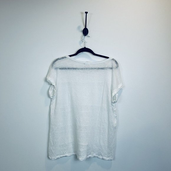 🛑 Anthropologie Akemi + Kin White Lattice Stripe Linen Top size Large? - Picture 6 of 8